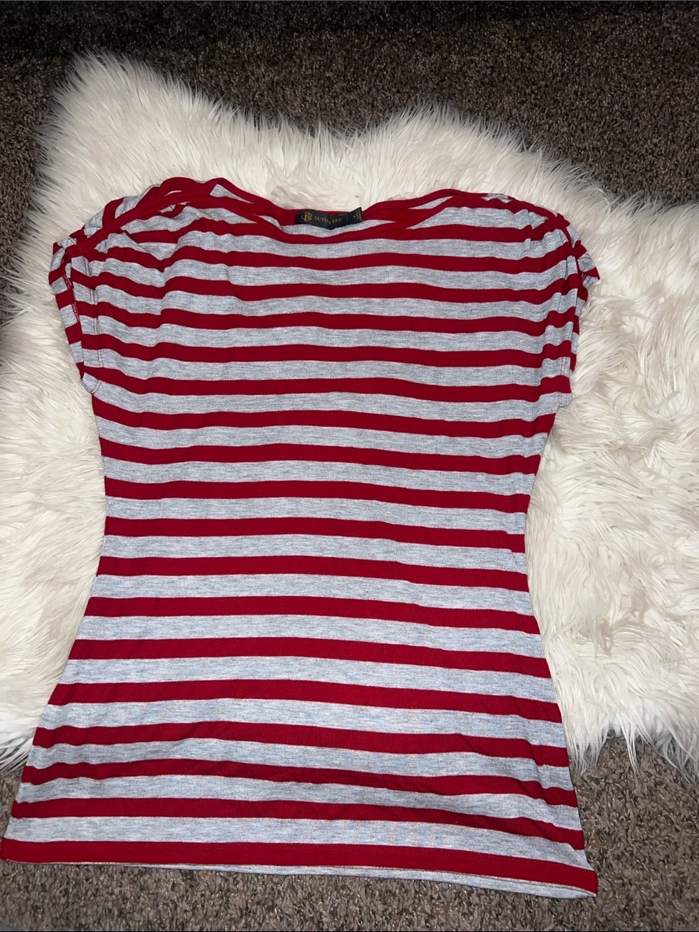 Outback Red Red and Light Gray Striped Tee